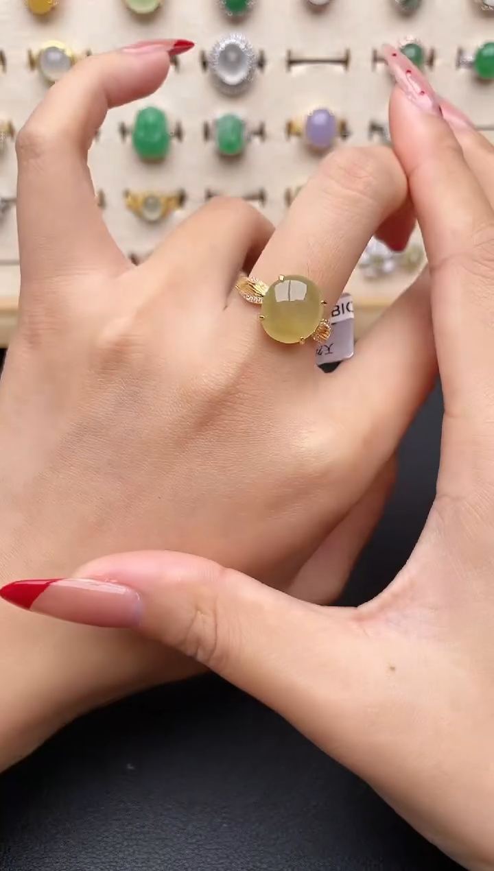 【闪购商品】翡翠戒指银S925镶嵌一物一证一礼盒