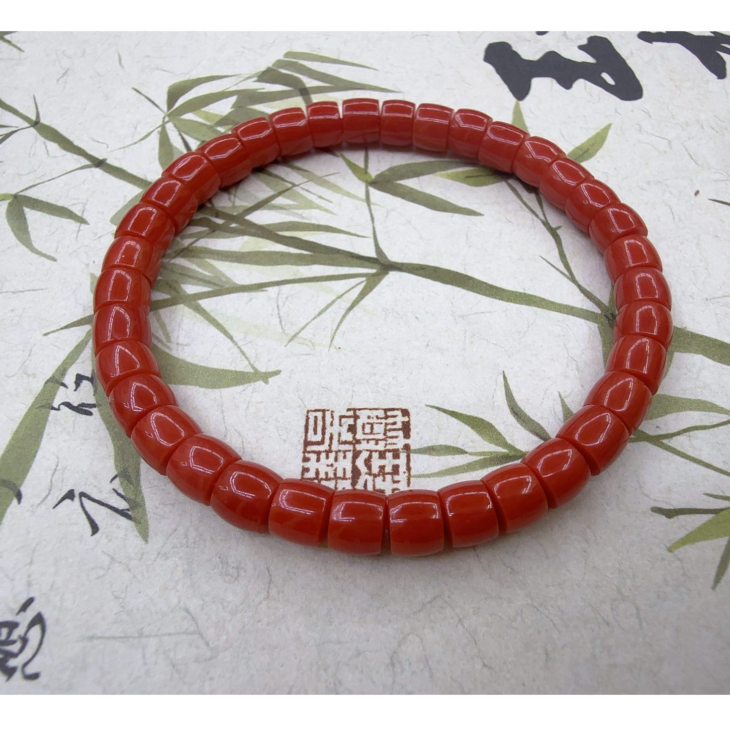 【中展红珊瑚】天然红珊瑚桶珠手串5mm+   多样性发一