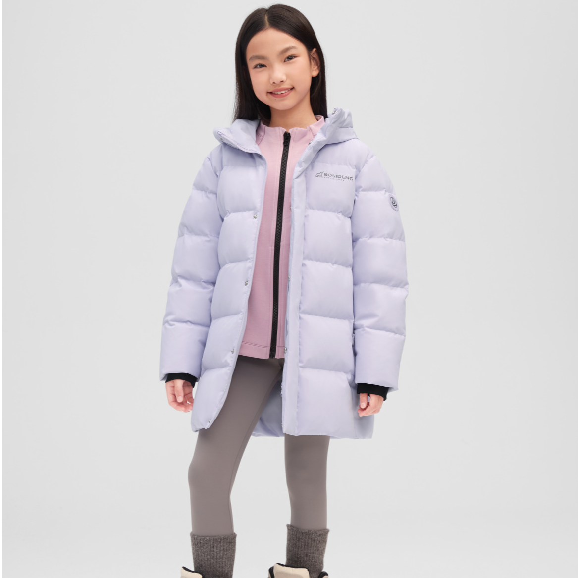 2025时尚运动儿童加厚保暖连帽长款羽绒服T250246190
