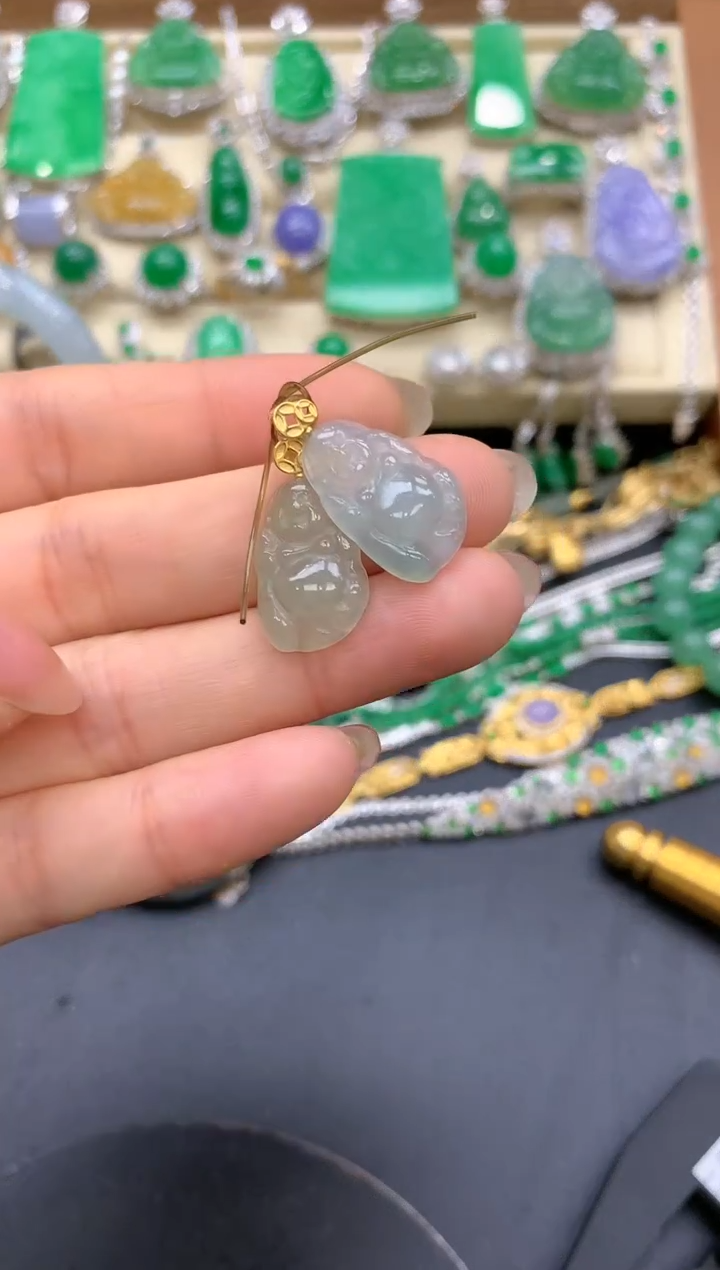 【闪购商品】翡翠颈饰18K金镶嵌41-中国好珍宝 打包