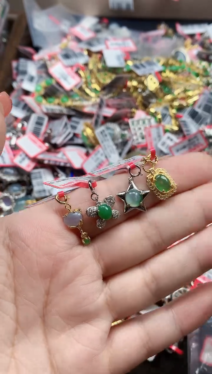银S925镶嵌戒指翡翠天然A货缅甸翡翠