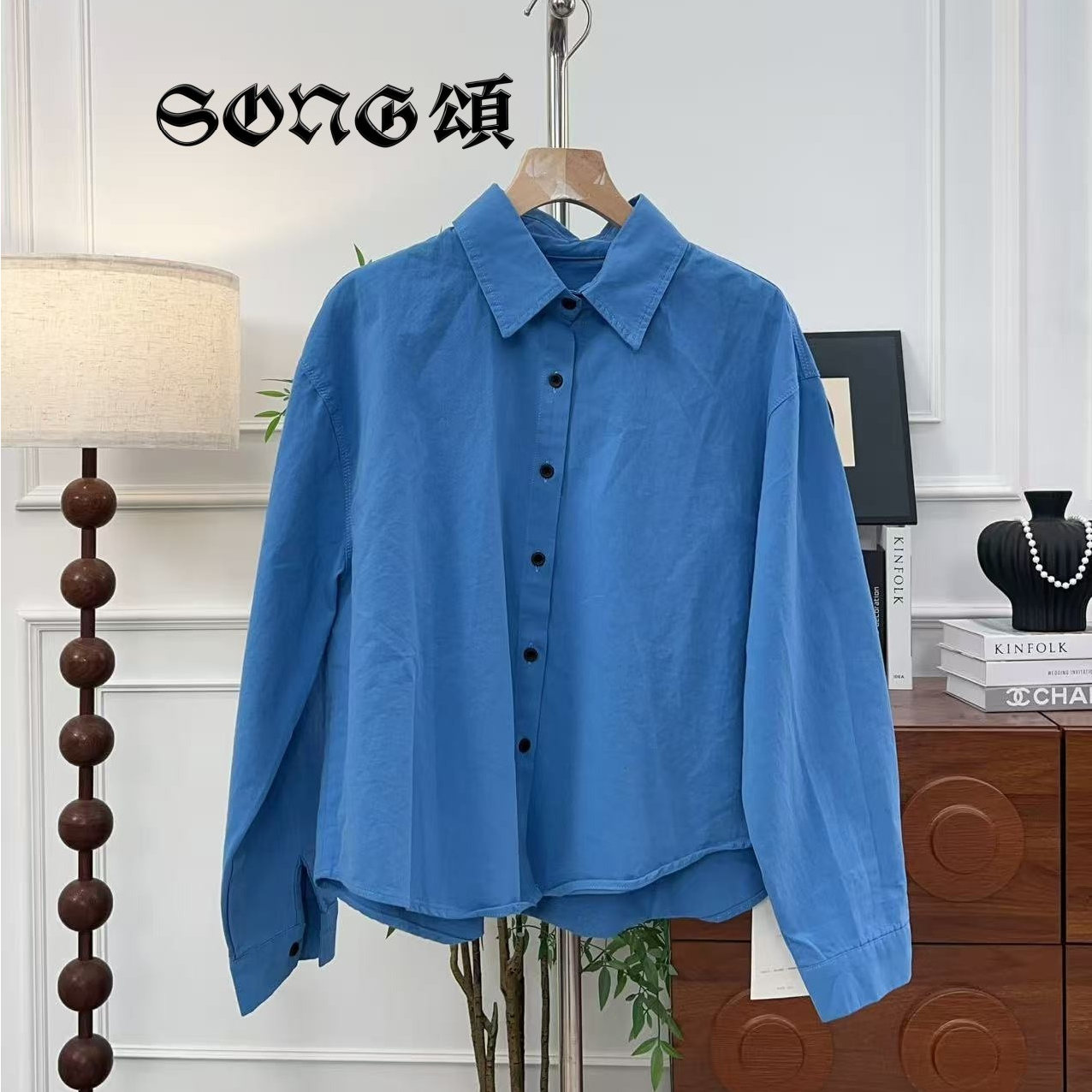 SONG頌  气质小众百搭POLO领简约薄款衬衫衬衫袖衬衣时尚-0132