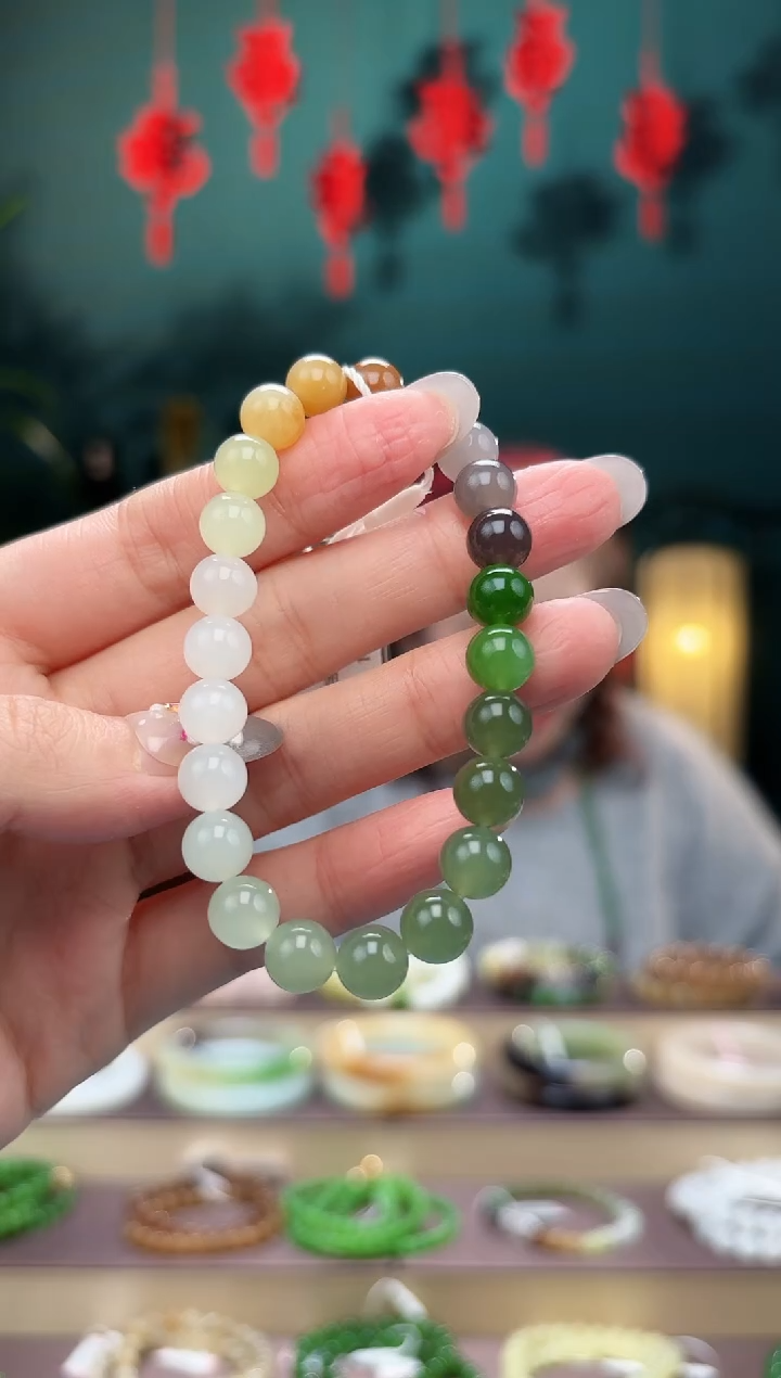 【闪购商品】和田玉手串未镶嵌卡8多宝手串多样性