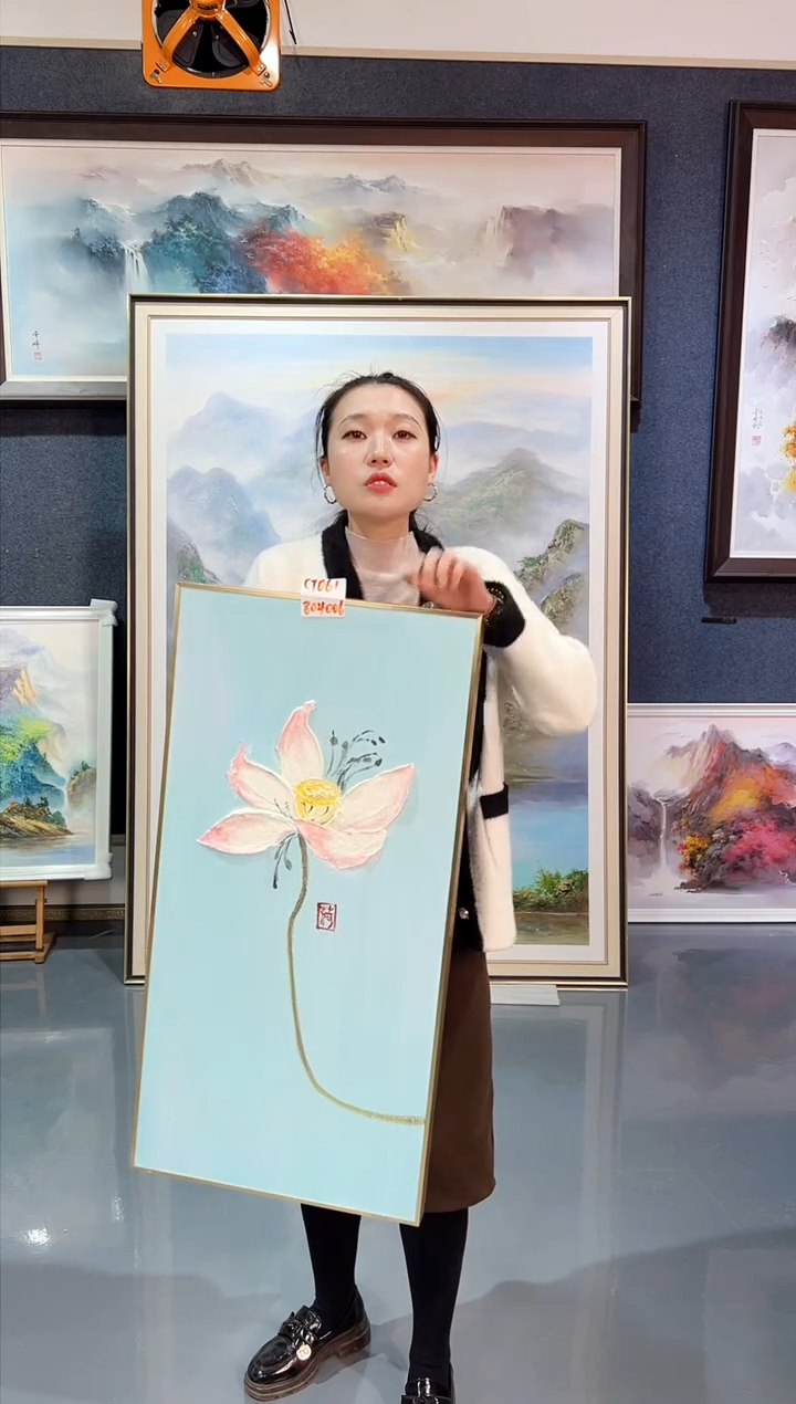 【闪购商品】油画17号 40*80 荷花-手绘油画