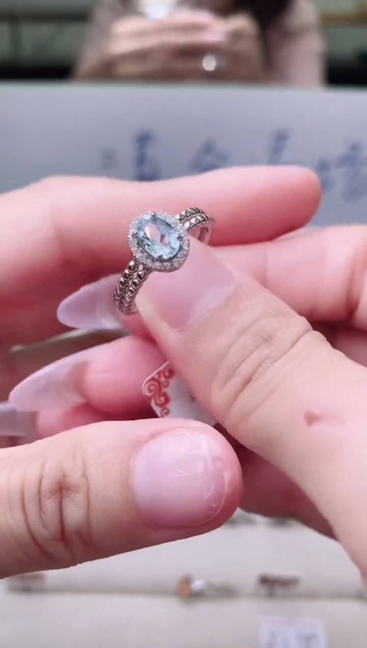 【闪购商品】海蓝宝石戒指银S925镶嵌106-9