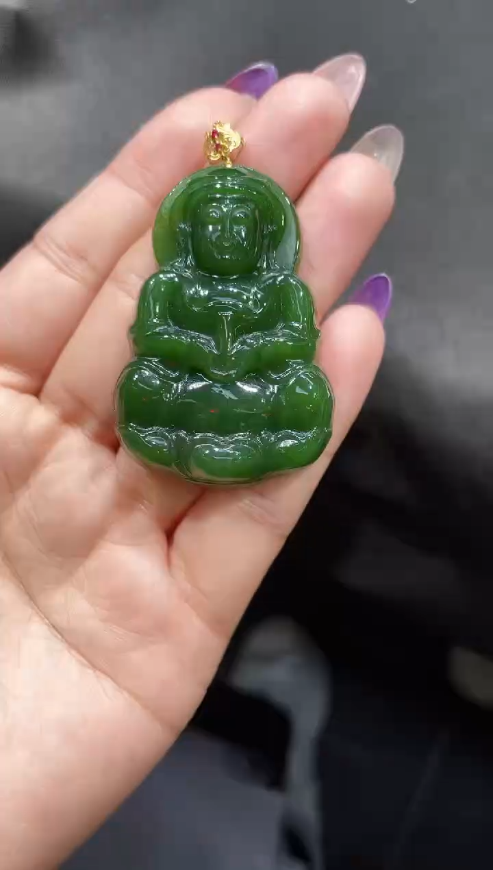 【闪购商品】和田玉吊坠18K金镶嵌多样性发一