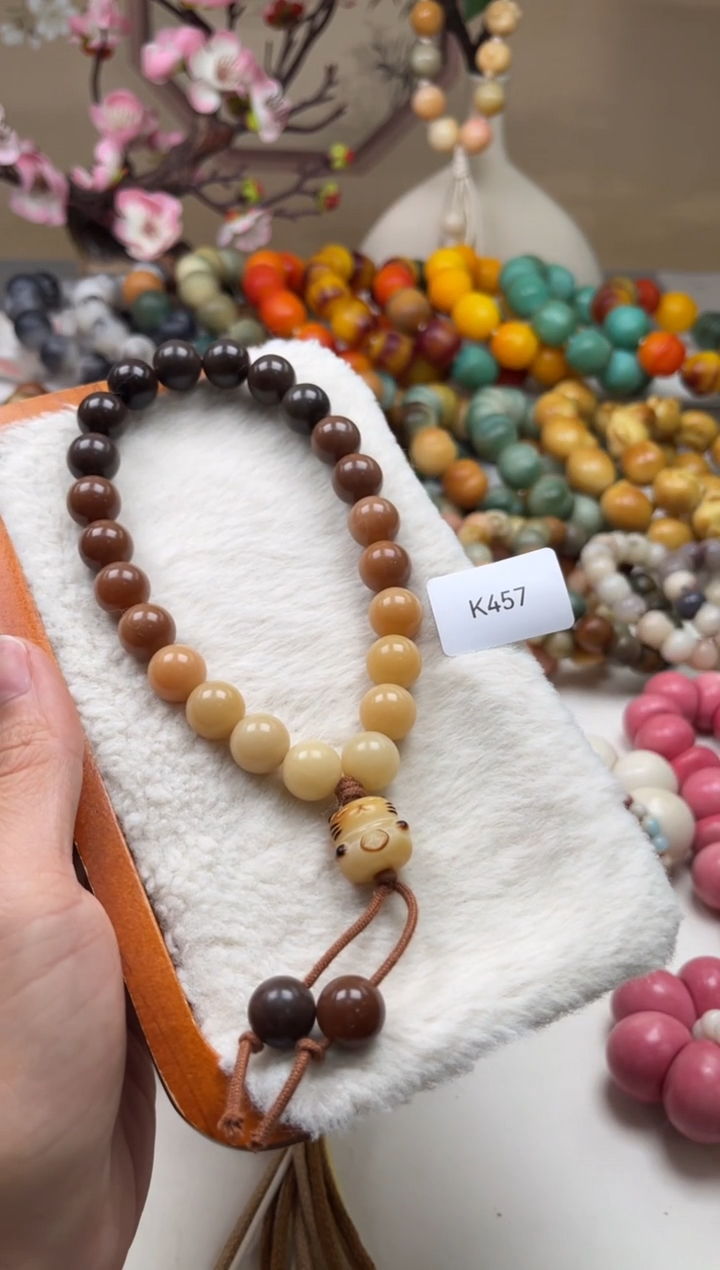 菩提根/象牙果手串瑕K457圆珠手持12mm一串随机