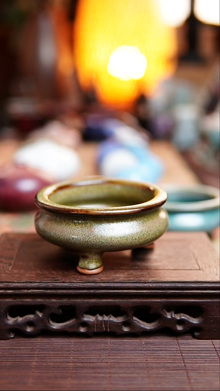 茶叶末 钧瓷 小香炉