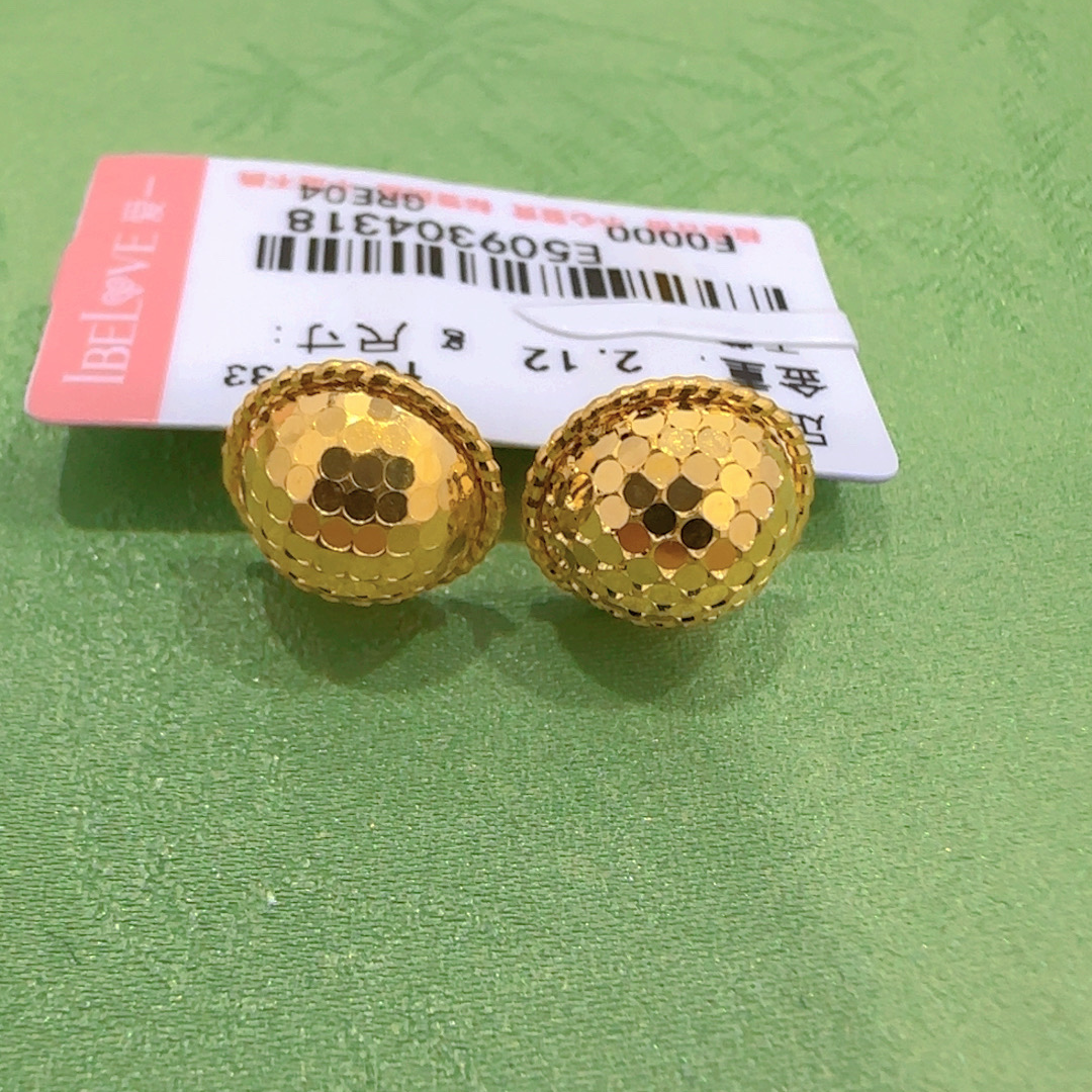 IBELOVE 足金999爆闪鸽子蛋耳钉/2.12/AFE-3-精3