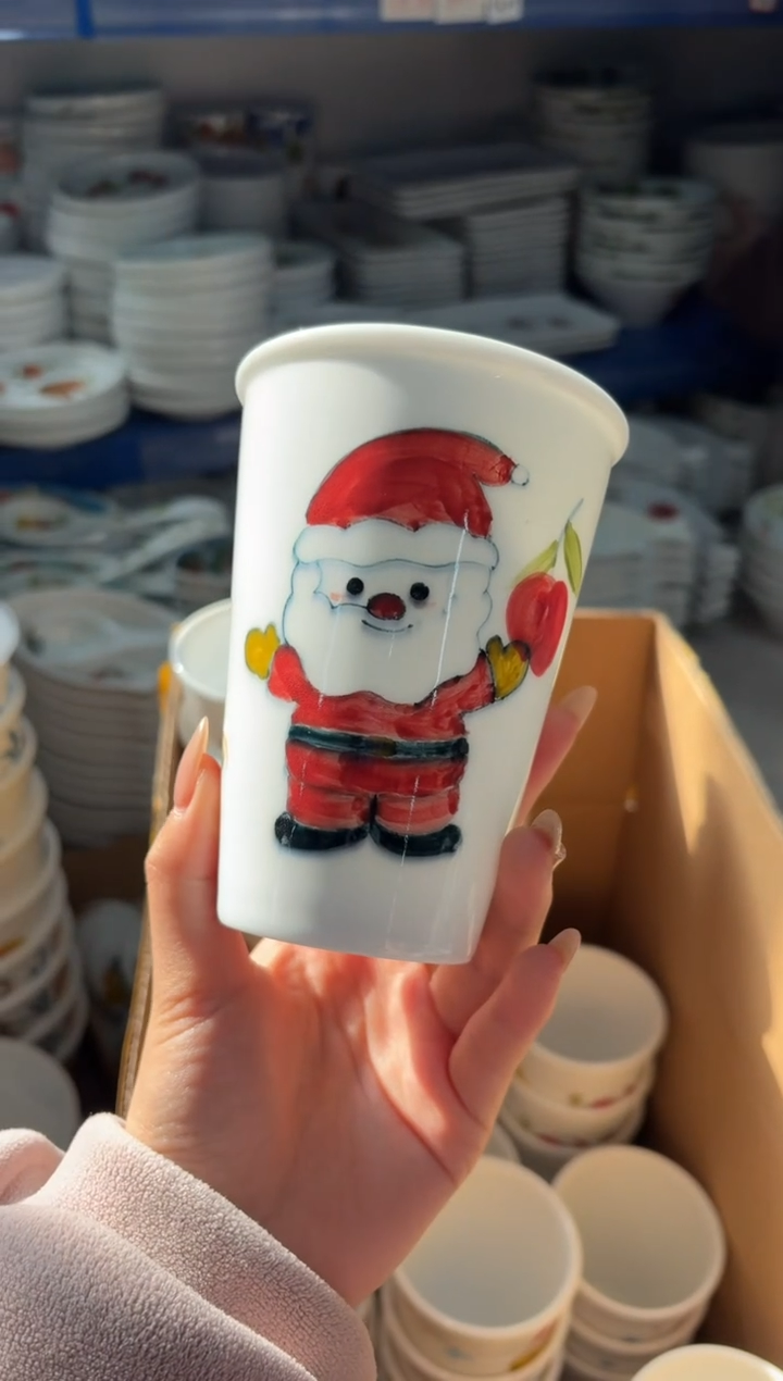 瓷片景德镇高温陶瓷食品级手绘釉中彩-可乐杯