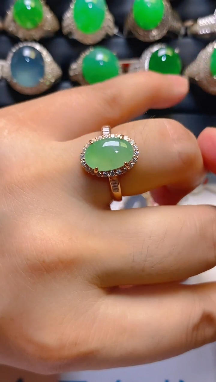 翡翠银S925镶嵌耳饰天然