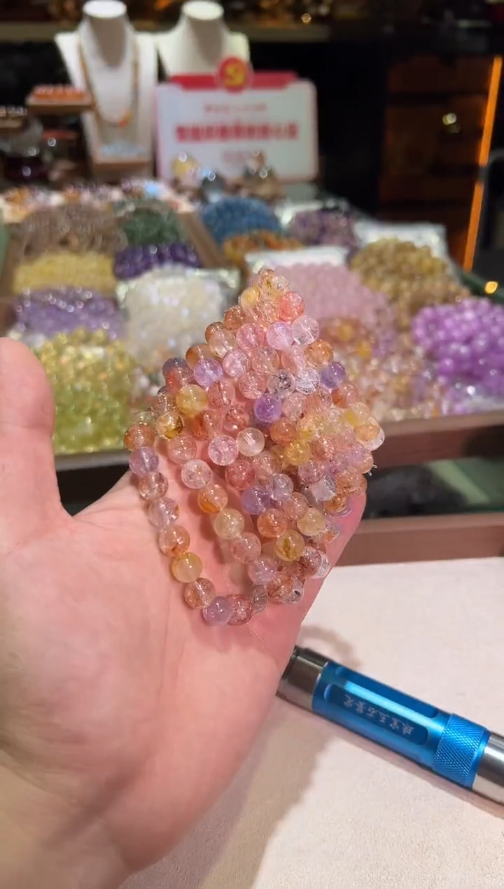 未镶嵌手链水晶9mm+彩闪灵能量爆表（多样性发一）