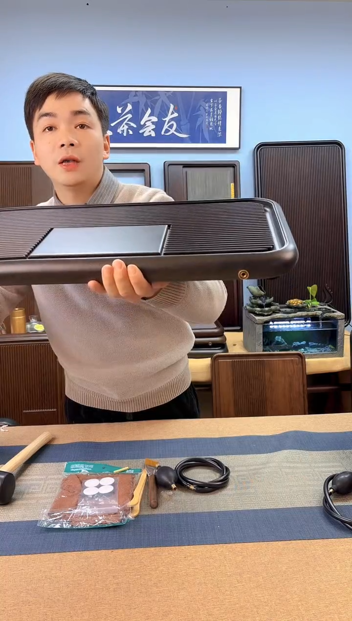 【闪购商品】凌龙黑色款式茶盘60*32*4