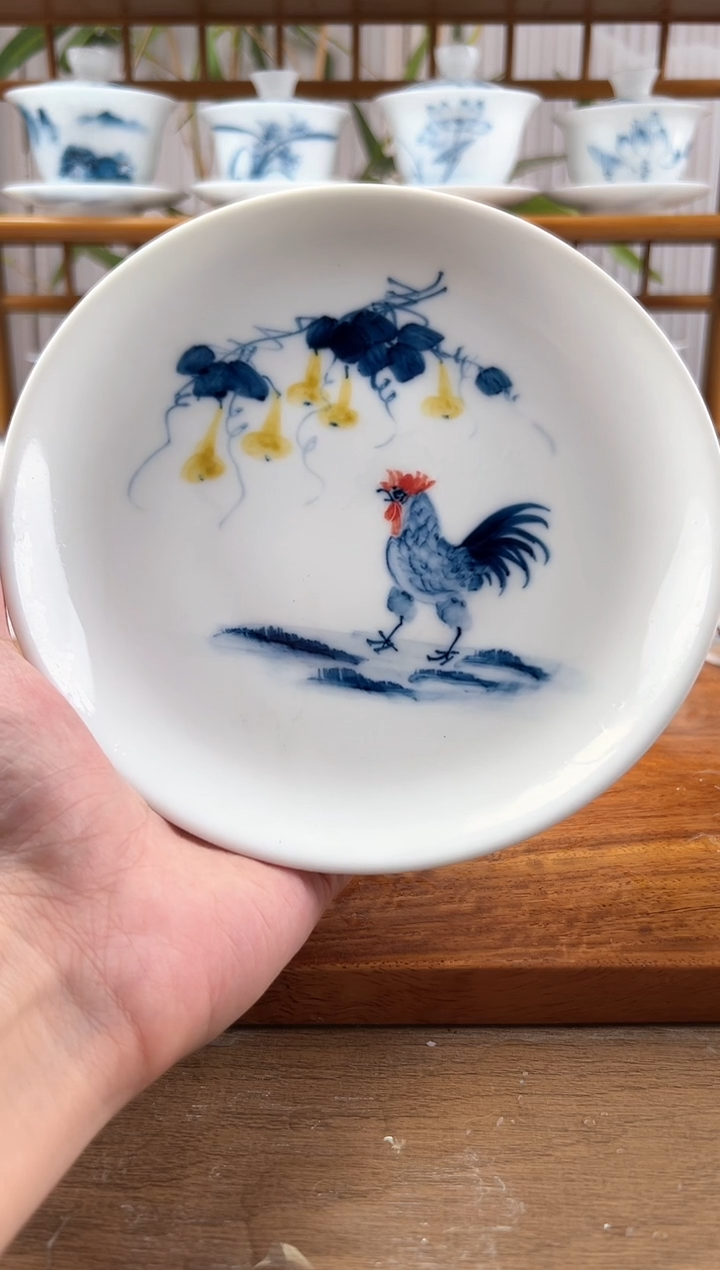 微瑕公鸡高脚壶承