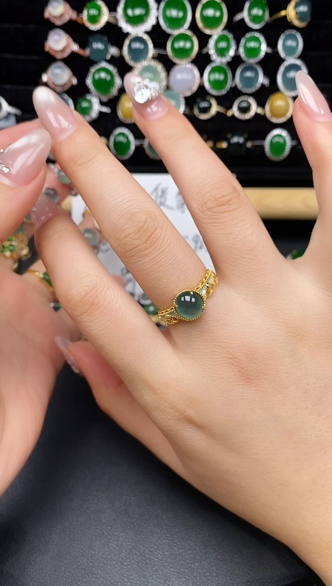 银S925镶嵌戒指翡翠7