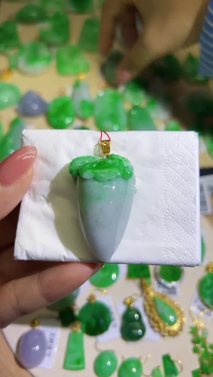 【闪购商品】翡翠颈饰18K金镶嵌Q缅料A货翡翠/支持复检/一件