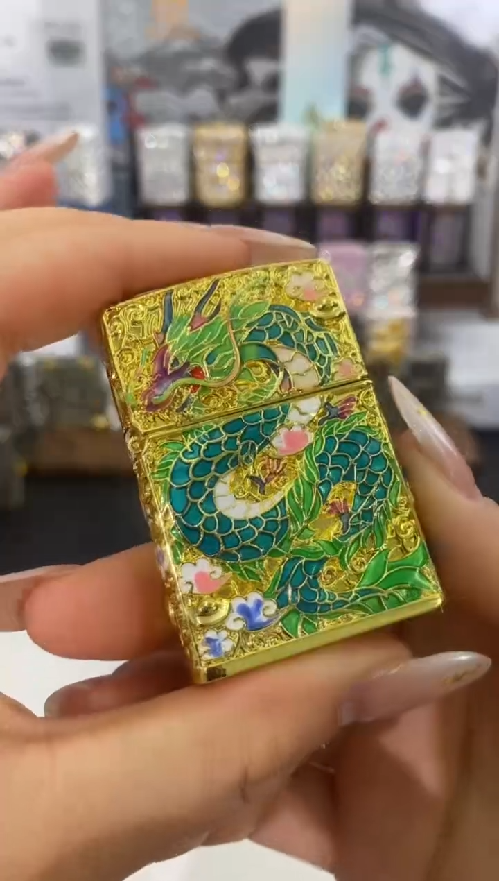 铜ZIPPO夜光五彩神龙带礼盒