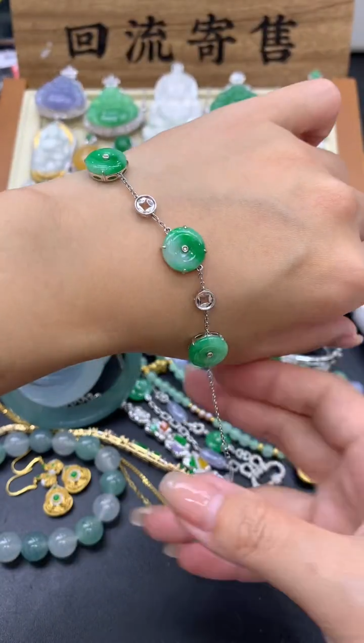 【闪购商品】翡翠手链18K金镶嵌330-中国好珍宝