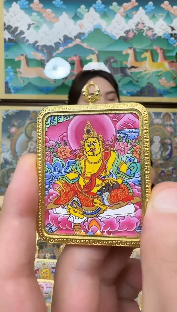 吊坠黄财神-热贡纯手绘唐卡吊坠