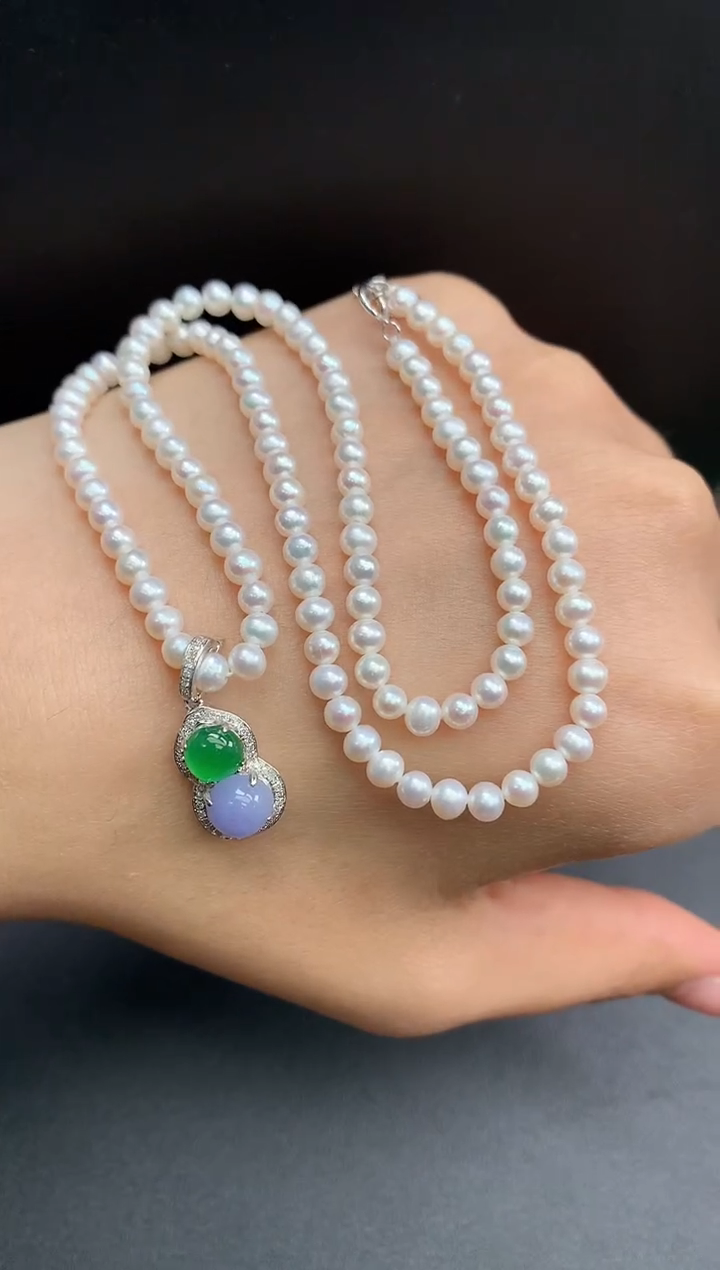 【闪购商品】翡翠颈饰18K金镶嵌链1152