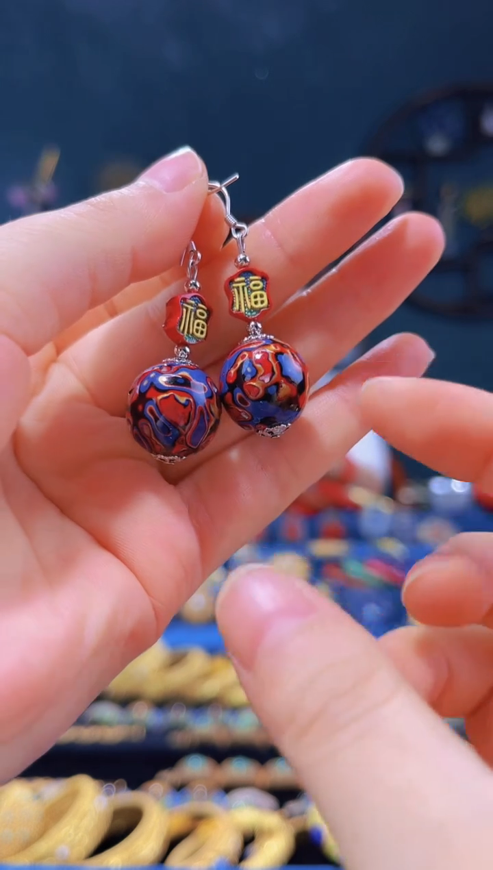 【闪购商品】非遗绝技 犀皮漆耳环 福