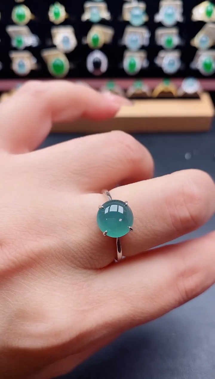 银S925镶嵌戒指翡翠1