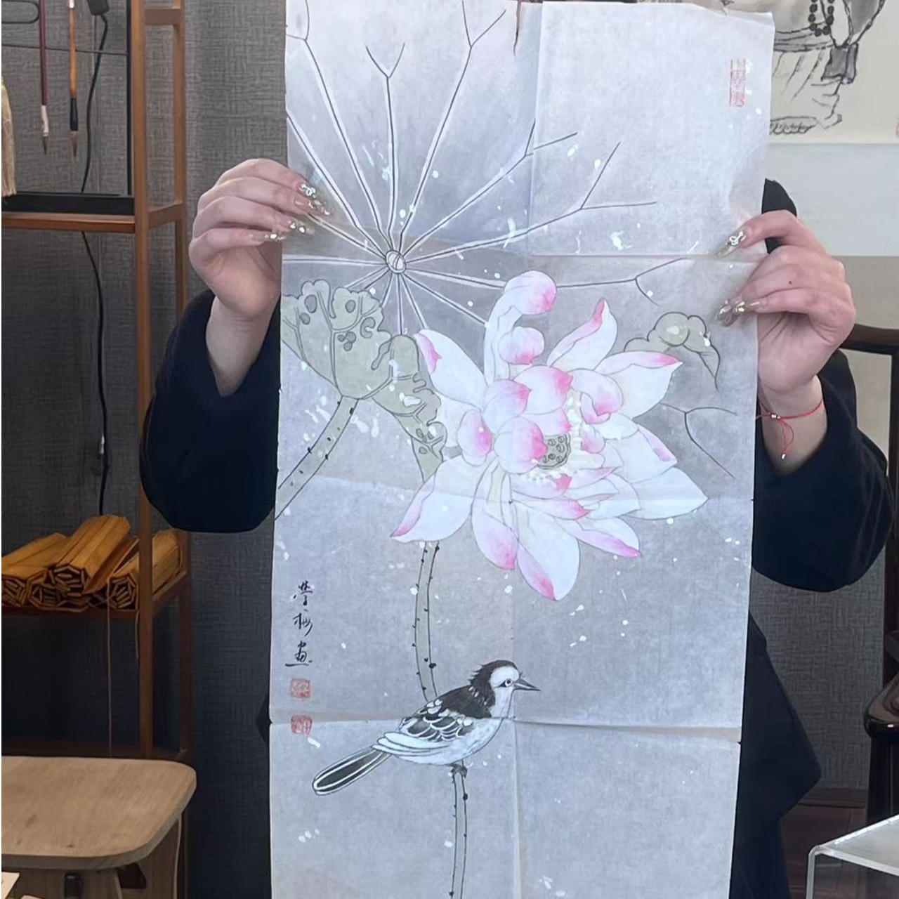 郑老师手工花鸟图1平尺
