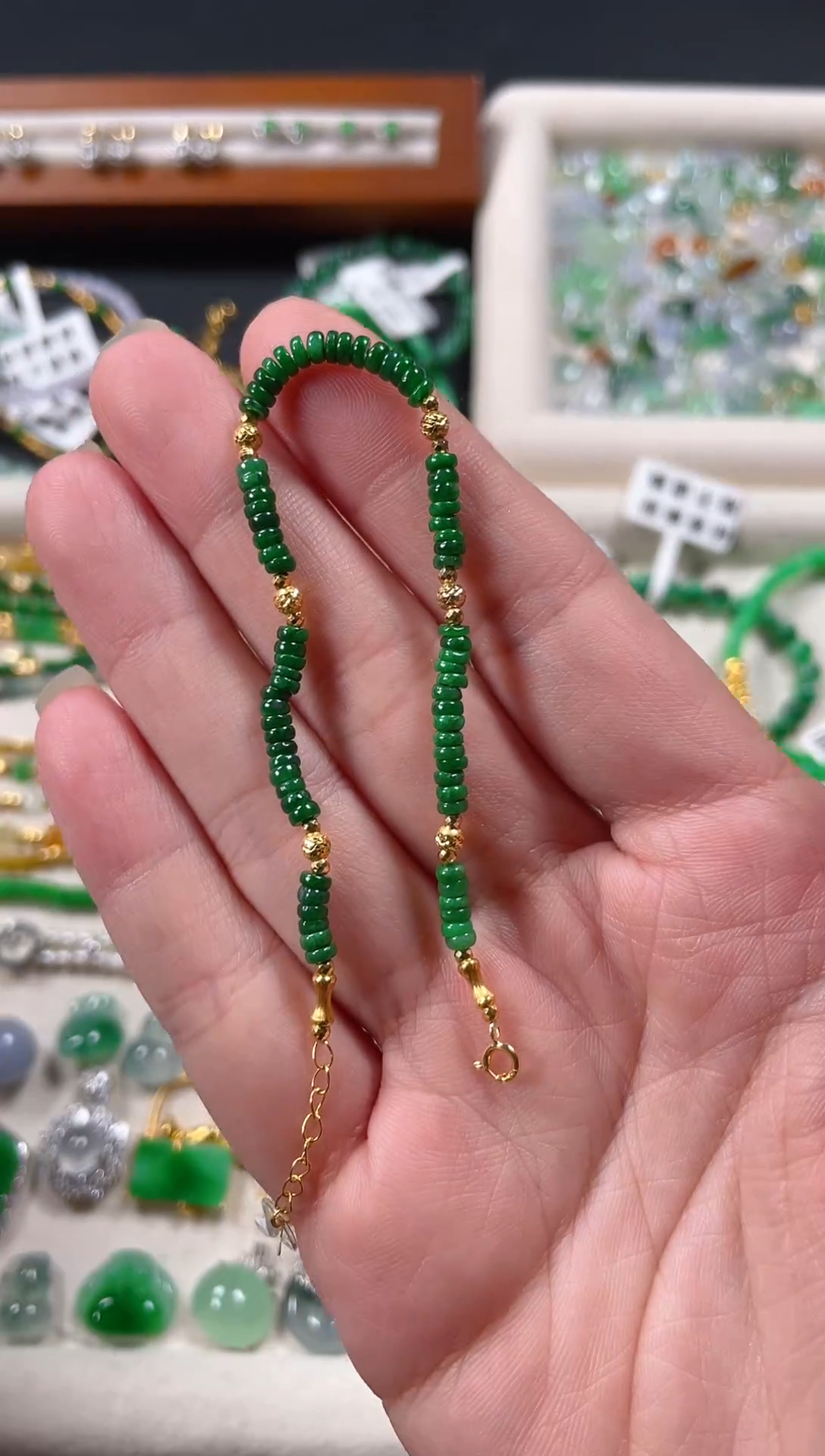 翡翠18K金镶嵌套链多样性发货一个  JK102