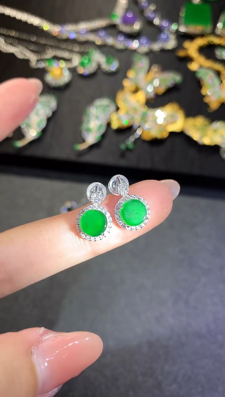 【闪购商品】翡翠耳饰银S925镶嵌170耳饰（多样性发货一件