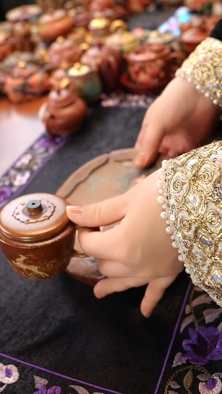 茶壶紫砂柴烧九色鹿汉瓦