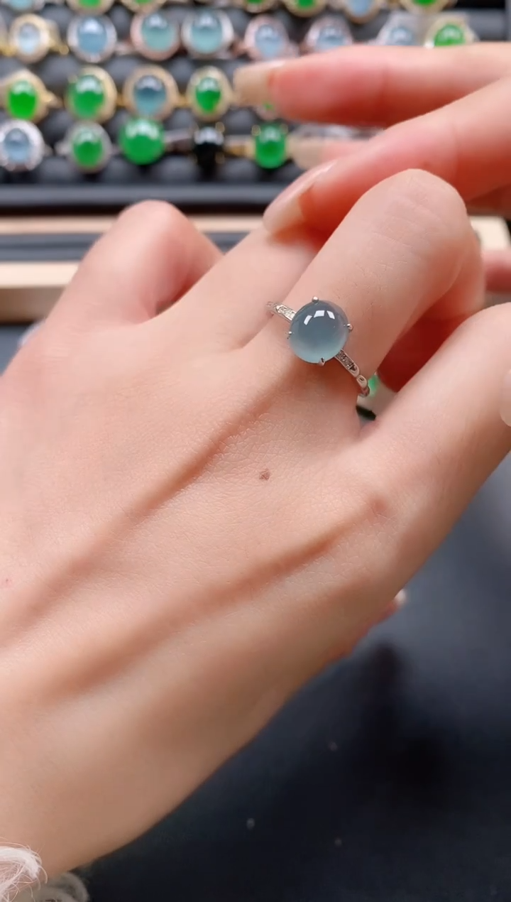 银S925镶嵌戒指翡翠111