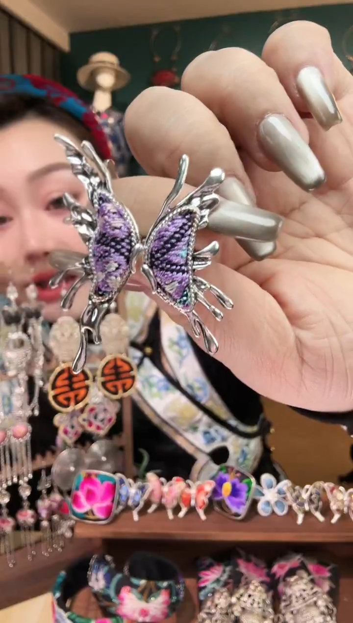 刺绣纯手工民族风刺绣耳夹