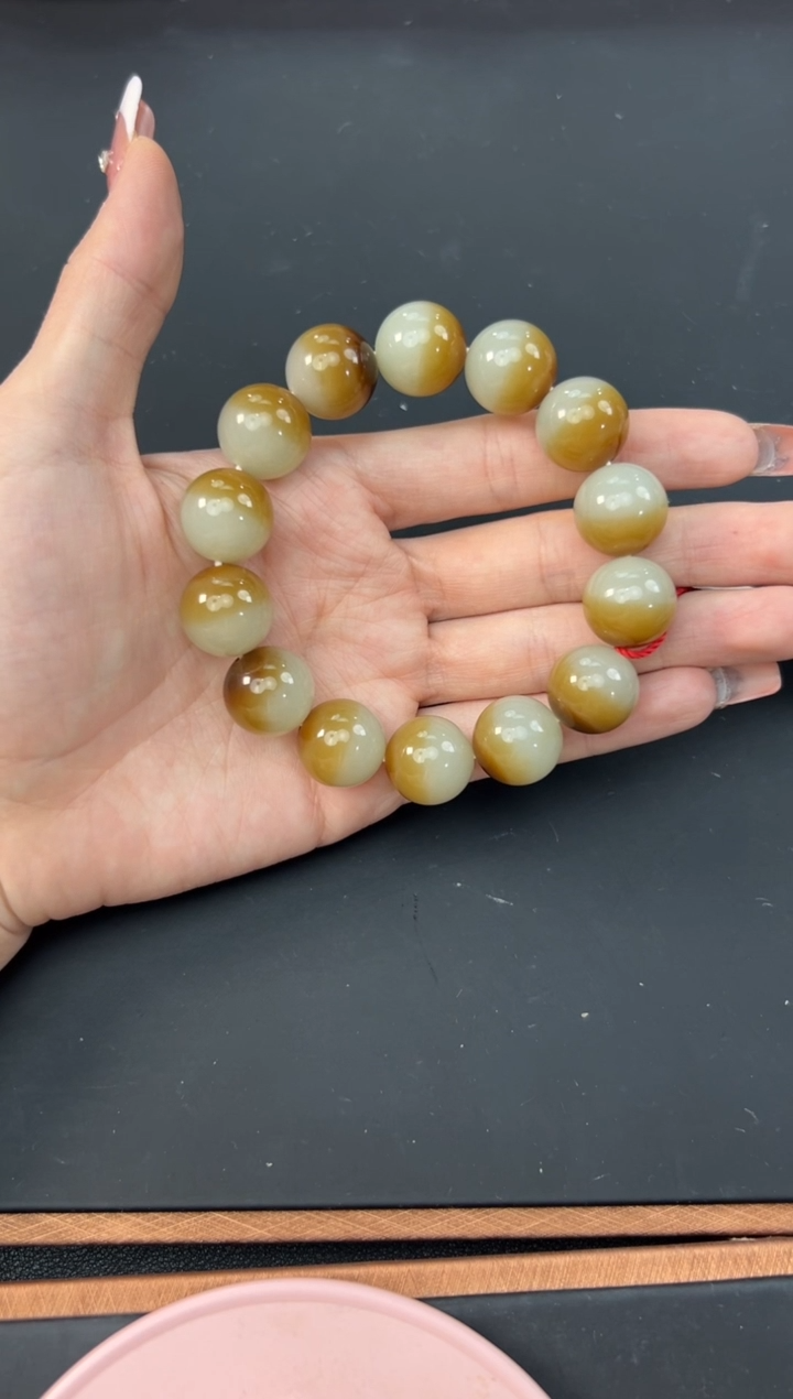 【闪购商品】和田玉手串未镶嵌若羌微色差卡16手串