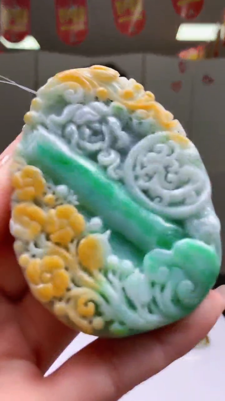 【闪购商品】定制翡翠未镶嵌1057ry-毛货挂件34