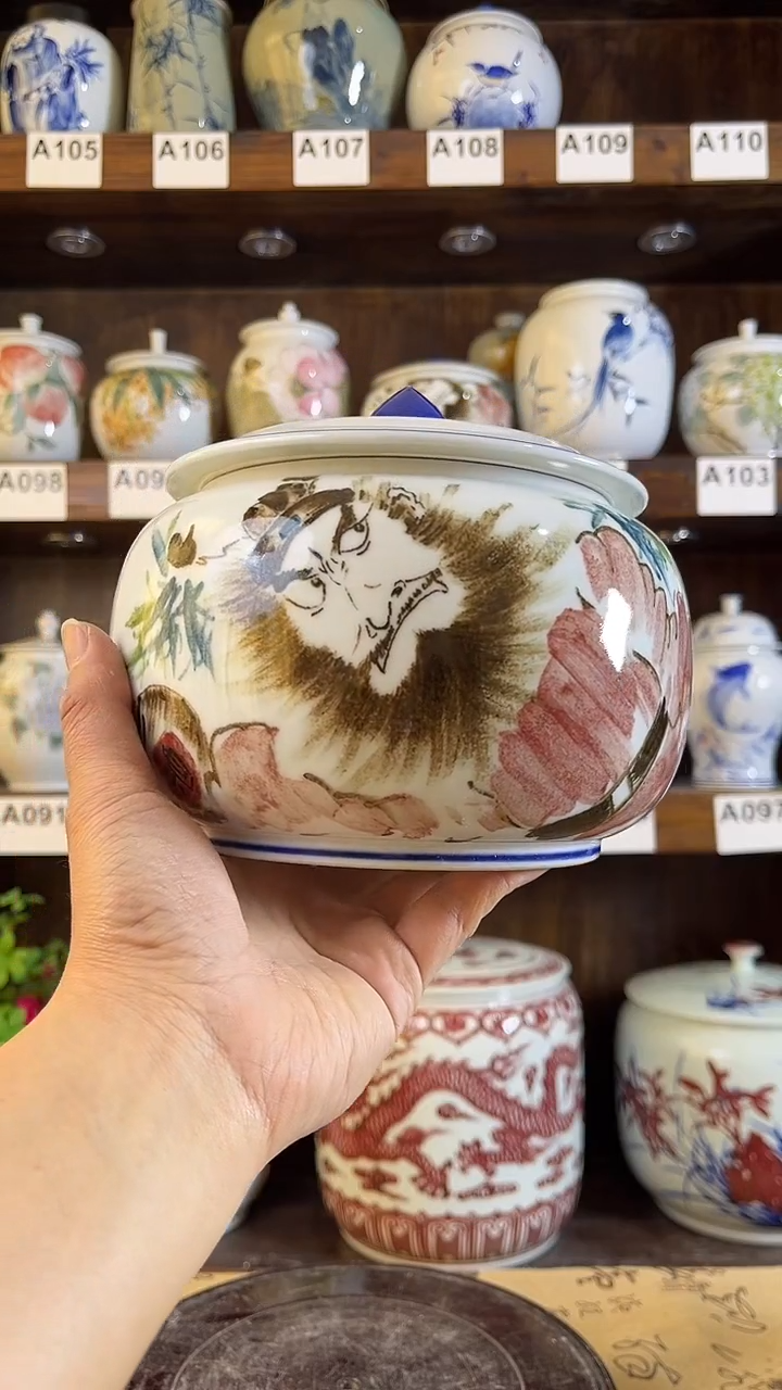 纯手工手绘钟馗2储物罐