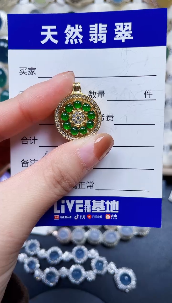 颈饰银S925镶嵌翡翠433