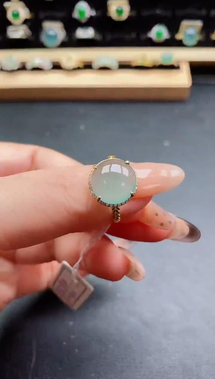 银S925镶嵌戒指翡翠1