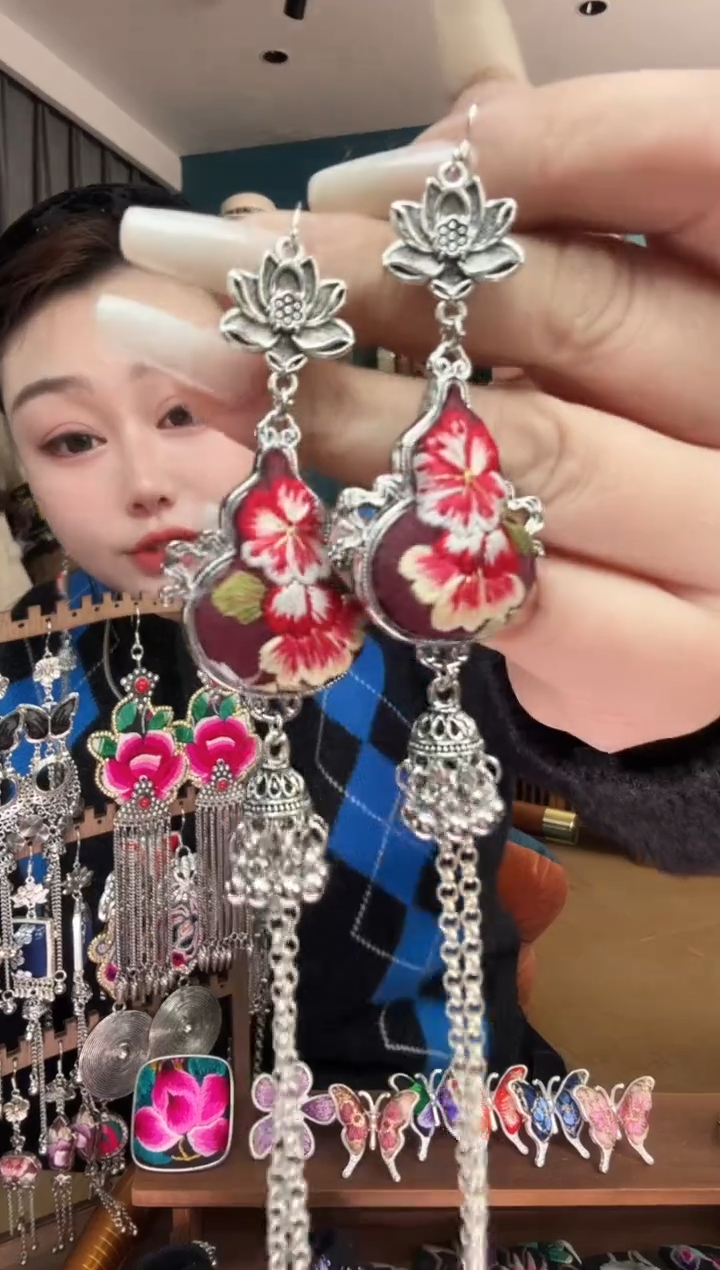刺绣纯手工民族风刺绣耳环