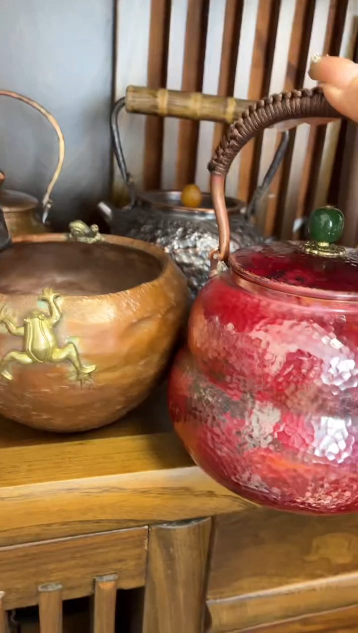小**茶加厚顶呱呱建水+火烧红提梁葫芦壶 