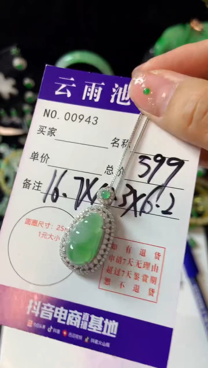 【闪购商品】翡翠颈饰银S925镶嵌翡翠