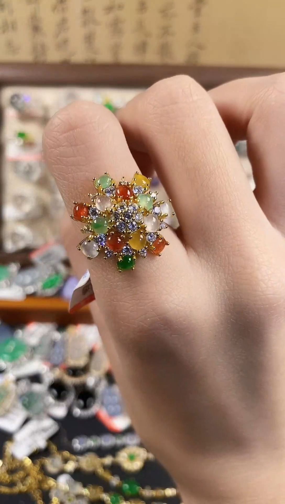 银S925镶嵌戒指翡翠 天然A货翡翠86