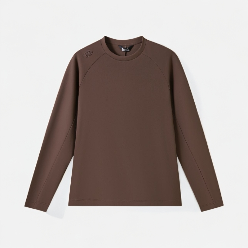 秋冬户外运动健身T恤弹力纯色修身圆领长袖卫衣百搭休闲上衣‌