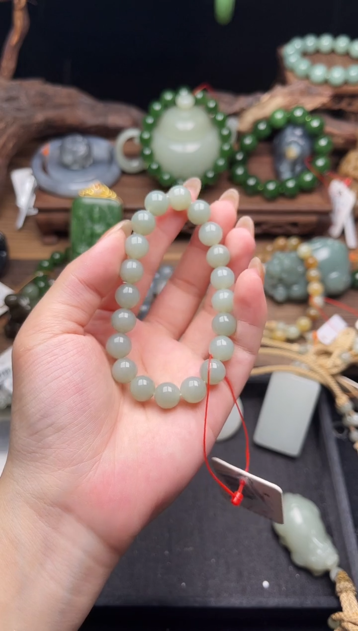未镶嵌手串和田玉卡10吐拉牧场 圆珠9011110