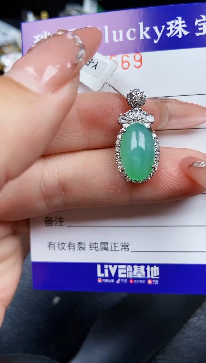 翡翠银S925镶嵌颈饰4569