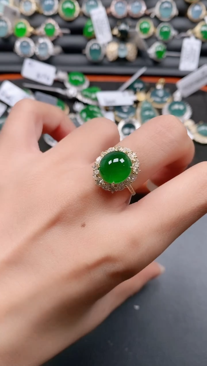 银S925镶嵌戒指翡翠1