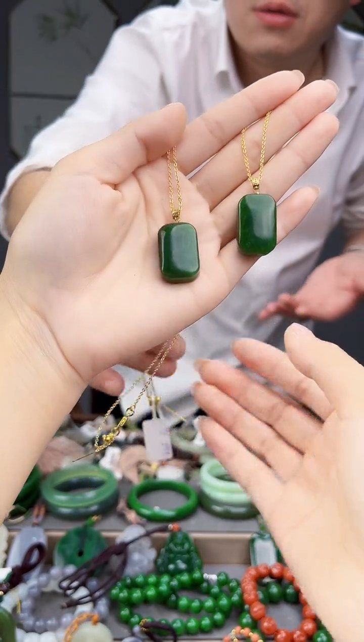 颈饰银S925镶嵌和田玉多样性发货拍一发一