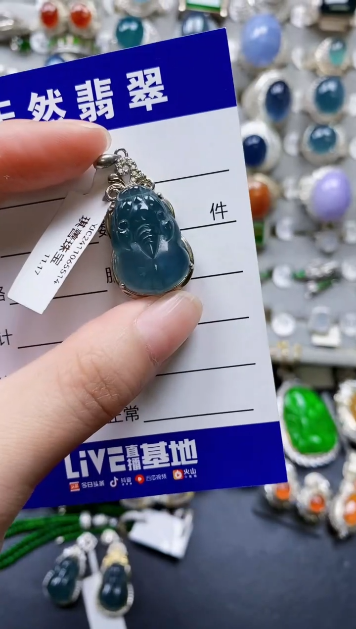 翡翠银S925镶嵌颈饰0239