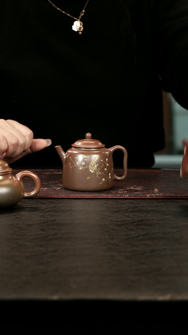 茶壶紫砂柴烧洒金禅钟壶130cc