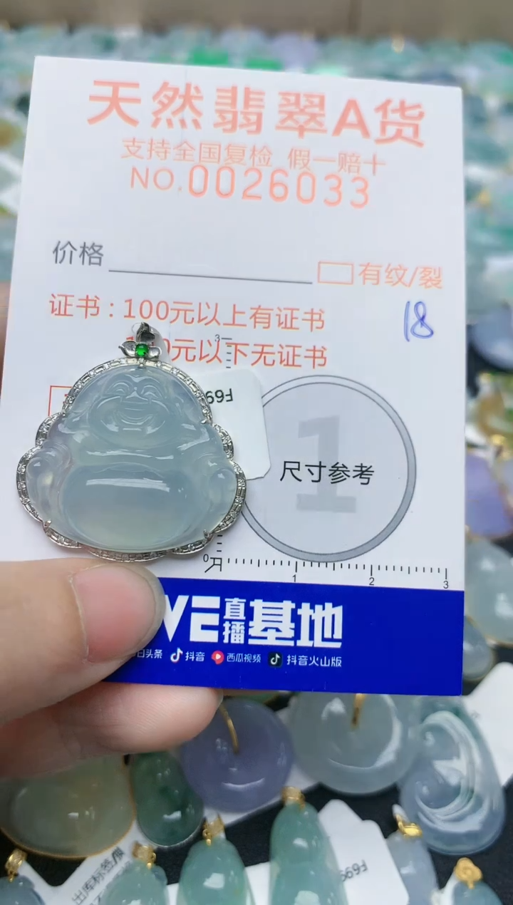 【闪购商品】翡翠颈饰18K金镶嵌天然翡翠A货    