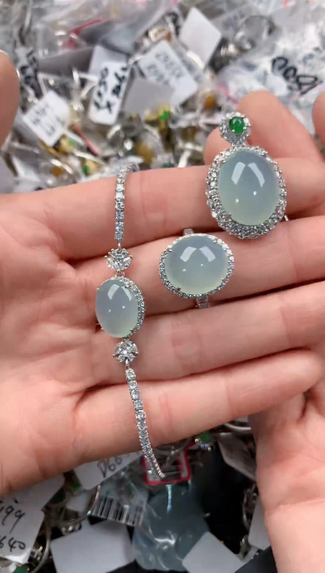 银S925镶嵌戒指翡翠666   10